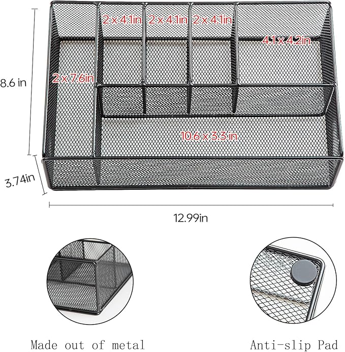 Paper Plate Organizer for Countertop, Metal Silverware Caddy for Cup, Napkin, Fork, Spoon, Paper Plate and Utensil Holder, Cutlery Caddy for Party, Camping, Picnic (Black)