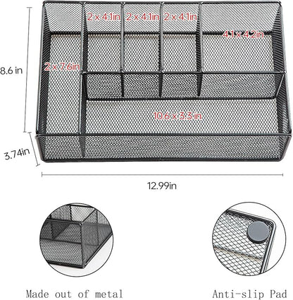 Paper Plate Organizer for Countertop, Metal Silverware Caddy for Cup, Napkin, Fork, Spoon, Paper Plate and Utensil Holder, Cutlery Caddy for Party, Camping, Picnic (Black)