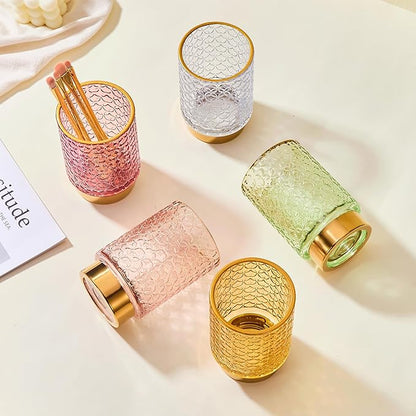 Makeup Brush Holder Organizer,Toothbrush Holders,Desk Pen Pencil Holder,Multifunctional Vintage Glass Brush Cup（A44-10-US）