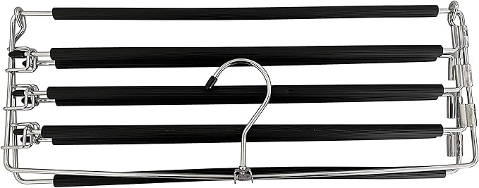 USTECH Arm Pants Hanger 8 Tier – Foldable Multi-Tier Swing Hanger with Removable Arms & Foam Padding, Space-Saving Closet Organizer for Trousers, Jeans, Scarves – (Pack of 1)