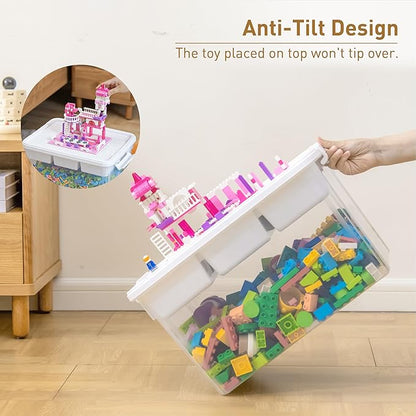 Citylife 17 QT Plastic Storage Bins Clear Storage Box with Lids Multipurpose Stackable Storage Containers for Organizing Tool, Craft, Crayon, 2 Packs