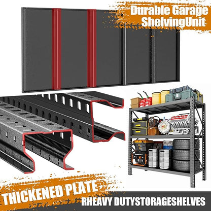 Heavy Duty Metal Garage Shelving Unit, 3-Tier Adjustable Storage Shelves, 3000LBS for Garage & Basement, Kitchen and Pantry Industrial Steel Rack, Ideal for Tool Organization & Storage, Black, 67"W