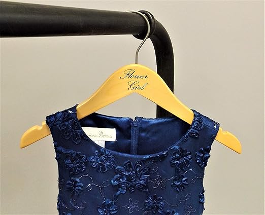 NAHANCO FG20014 Bridal Hanger, Natural Wood Hanger with Black Imprint (Flower Girl), 14” (1 piece)