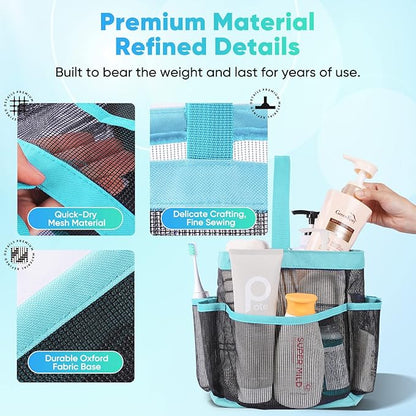 EUDELE Mesh Shower Caddy Portable for College Dorm Room Essentials,Shower Caddy Dorm with 8-Pocket Large Capacity for Beach,Swimming,Gym,Travel essentials