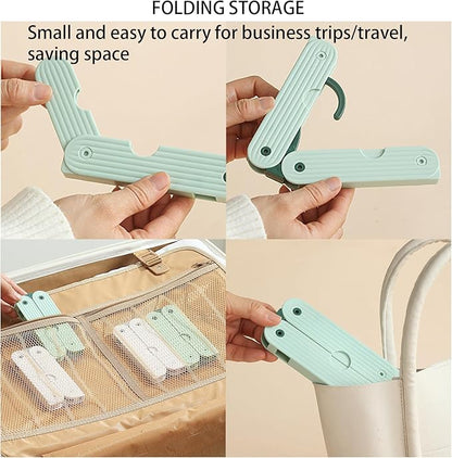 Foldable Travel Hangers, ABS Plastic, Expandable 10-15 Inch, Heavy Duty Clothes Hangers with Space Saving Design for Business Trips (Green 3PCS)