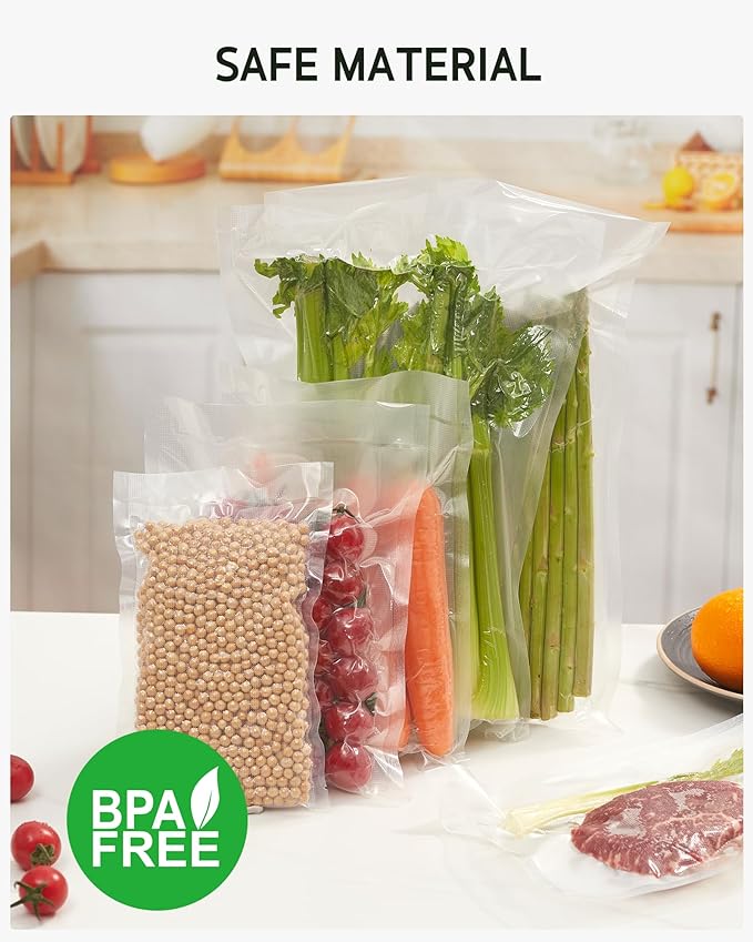 Syntus Vacuum Sealer Bags for Food, 200 Count Quart 8" x 12" Commercial Grade PreCut Bag, BPA Free Food Vac Bags for Storage, Meal Prep or Sous Vide