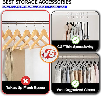 GVTECH Velvet Hangers with Clips, [24 Pack] Metal Clip Hangers for Pants - Notched Velvet Skirt Hangers for Pants, Skirts, Suit, Dresses & Shirts 360° Swivel Hook - Non Slip Felt Hangers (Black)