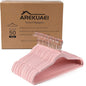 Premium Blush Pink Velvet Hangers (Pack of 50) Heavyduty - Non Slip - Copper/Rose Gold Hooks,Space Saving Clothes Hangers