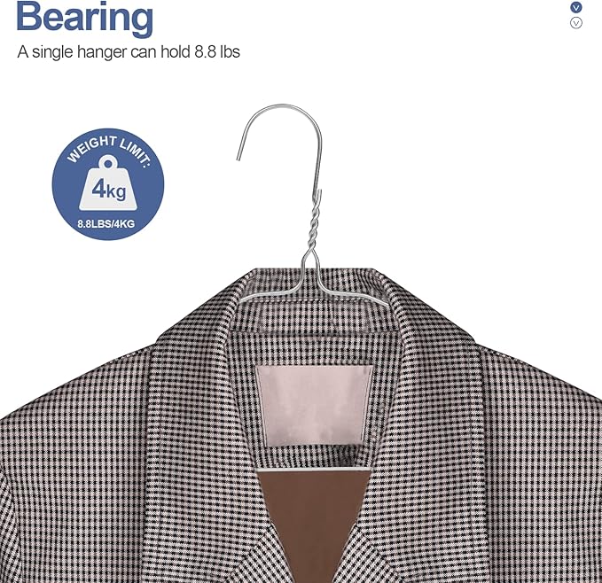 SPECILITE Wire Hangers 50 Pack, Metal Wire Clothes Hanger Bulk for Coats, Space Saving Metal Hangers Non Slip 16.7 Inch Ultra Thin, for Standard Size Suits, Shirts, Pants, Skirts