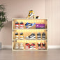 LED Wooden Storage Box With Glass Door, RGB Light for Up to 9 Pairs of Shoes, Organizer Bin for Display Sneakers (White, 3 Layers)