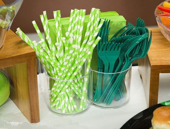 Lillian Tablesettings Cutlery Caddy Organizer 5 Compartment - Silverware Organizer & Napkin Holder - Clear, 6 Pack