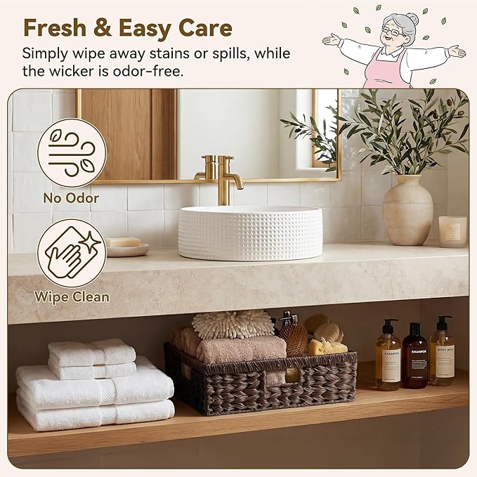 GRANNY SAYS Wicker Storage Baskets for Shelves, Wicker Basket for Organizing, Decorative Basket, Woven Baskets for Pantry Storage, Brown, 1-Pack