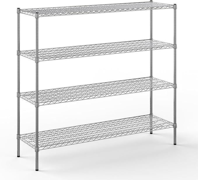 18" Deep x 60" Wide x 54" Height Wire Shelving Kit | 4-Tier | NSF Commercial Storage Rack Unit