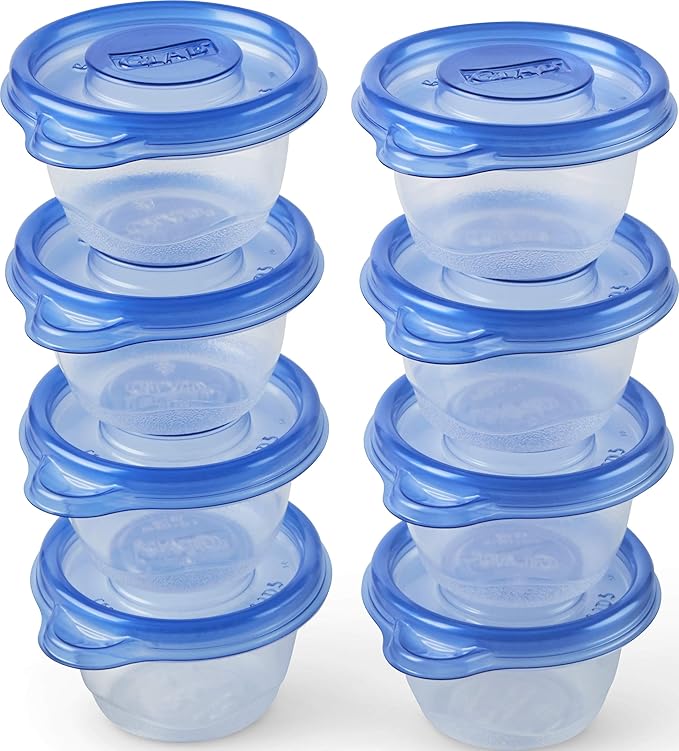 Glad GladWare Mini Round Food Storage Containers with Lids, Small BPA Free Reusable Plastic Snack Containers with Lock Tight Seal for Lunch, Portion Control, and On the Go, 4 Oz, 8 Count - 12 Pack