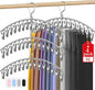 Upgrade Skirt Pants Hangers with Clips, Metal Legging Organizer for Closet with 15 Cilps Holds 60 Leggings/Shorts/Jeans/Skirts Pants Hangers Space Saving Closet Organizers and Storage, Grey 4Pack