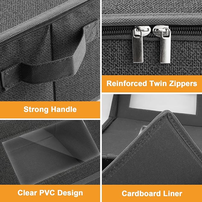 Xixter Stackable Hat Organizer for Baseball Caps- 2 PCS Featuring a Transparent Viewing Window, Hat Organizer for Closet, Holds up to 30 Caps, with Cardboard Inserts,Drak Grey
