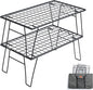 CAMPINGMOON Camping Mesh Rack 2 Pack Folding Camp Storage Shelf Lightweight Portable Black Steel Outdoor Kitchen Gear Organizer Carry Bag Included T-235-2T
