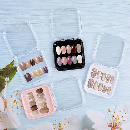 48 Sets Press On Nail Storage Box, Artificial Nail Display Case Acrylic Nail Boxes Press On Nail Packaging Box, Adhesive Double Sided Tape Nail Box for Nail Salon（4 Colors）