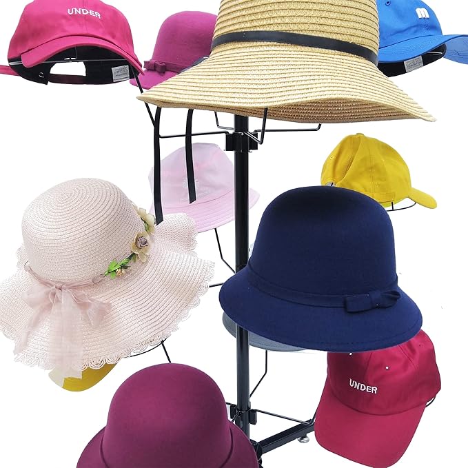 FixtureDisplays® Countertop Hat Rack Headwear Wig Cap Display Tabletop Stand 24x24x37" 3-Tier 12 Hats 10125-NF