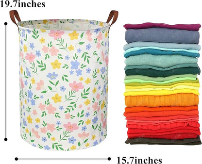 Girls Laundry hamper Baby Girl Hamper Kids Toy Storage Organizer Bins Gift Basket for Bedroom Decor(Flowers)