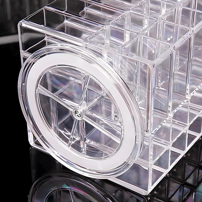 Sooyee 360 Degree Spinning Lipstick Organizer Holder 53 Spaces, Acrylic Cosmetic Display Cases for Lipstick, Brushes, Bottles, and More, Clear