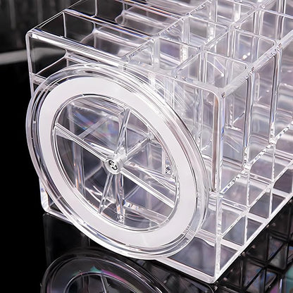 Sooyee 360 Degree Spinning Lipstick Organizer Holder 53 Spaces, Acrylic Cosmetic Display Cases for Lipstick, Brushes, Bottles, and More, Clear