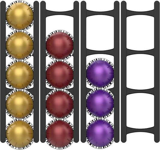 Coffee Pod Holder Compatible with Nespresso VertuoLine Capsules – 20-Pod Space-Saving Organizer for Wall, Cabinet, or Under-Counter Mount, Black
