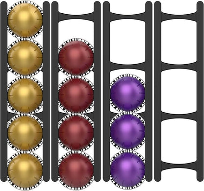 Magnetic Coffee Pod Holder Compatible with Nespresso VertuoLine Capsules –20-Pod Organizer for Refrigerator, Neodymium Magnet Mount, Space-Saving Coffee Storage Black