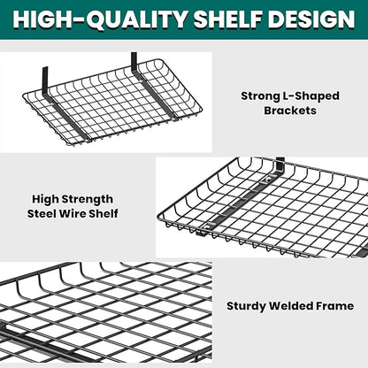 EVERHANGER Garage Wall Shelves 12x24 Inch, Wall Mounted Storage Shelf, Metal Shelf Rack, Heavy-Duty Shelf Organizer 2 Pack, Black
