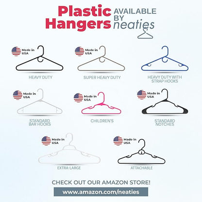 Super Heavy Duty Clothes Hangers 20 Pack (24 Count) – Made in the USA - 10lb Capacity, Thick Plastic Hangers for Pants, Coats, Jackets, Jeans and Adult Clothing – White