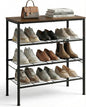 4-Tier Shoe Rack for Entryway, Bedroom & Living Room – Sturdy Shoe Storage Organizer with Adjustable Leveling Feet, Compact Design (26.9”x11.8”x25.1”), Rustic Brown