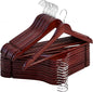StorageWorks Wooden Hangers 20 Pack, Wood Coat Hangers for Closet, Heavy Duty Clothes Hangers for Suits, Shirts, Pants, Jackets, Dark Cherry Color