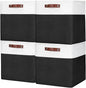 Bagnizer 13x13 Cube Storage Bins, Collapsible Fabric Storage Box, 4 Pack Closet Baskets with Handles for Organizing, Shelf, Toys, Clothes, Home, Office, Nursery (Black&White)