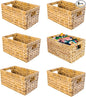 M4DECOR Set of 6 Water Hyacinth Storage Baskets – Wicker Storage Baskets for Shelves, Pantry Baskets for Organizing, Handwoven Wicker Baskets for Storage (6 Packs)