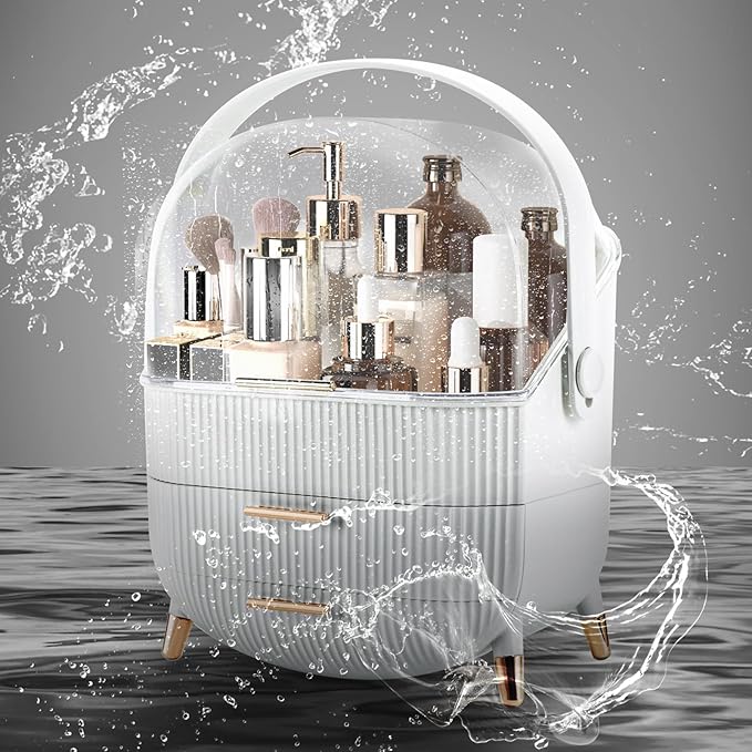 YGJT Makeup Organizer, Skincare Organizer for Vanity with Drawers, Makeup Storage Box, Large Capacity Cosmetic Display Cases Makeup Storage Box for Bedroom, Bathroom, Ideal Gifts for Women(White)