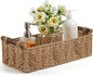 Bathroom Baskets for Organizing with Handle Decorative Basket for Bathroom Countertop Storage Toilet Paper Storage Basket for Toilet Tank Top Small Baskets Set,Cream