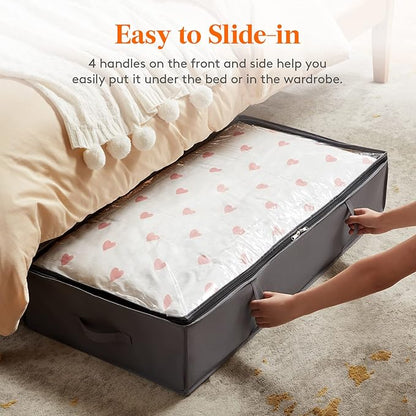 Lifewit 95L 6 Pack Under Bed Storage Containers, Large Capacity Blanket Storage Bags with Reinforced Handle, Organization and Storage for Comforters, Sheets, Clothes, Bedroom, College Dorm, Grey
