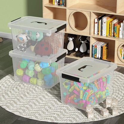 4-pack 20 L Plastic Latching Boxes Totes, Clear Storage Bins with Lids/handles