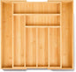 100% Bamboo Expandable Drawer Organizer - Adjustable Utensil and Cutlery Tray for Kitchen, Office, and Bathroom Storage.