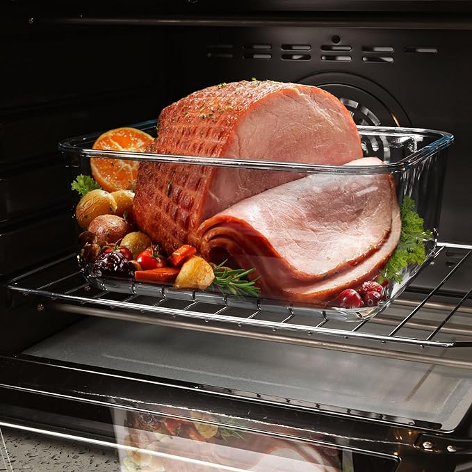 Large Glass Storage Containers with Lids 200oz/6000ml - Borosilicate Extra Large Glass Food Storage Containers for Rotisserie Chicken, Turkey - XL Big Glass Bowl Airtight Freezer to Oven Safe