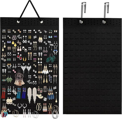 Earring Organizer Hanging Earring Holder, Holds Up To 330 Pairs, Soft Felt Wall Mount Earring Display Holder Stud Earrings Organizer for Women Girls - 1 Pack (Include Metal Hook and Rope)