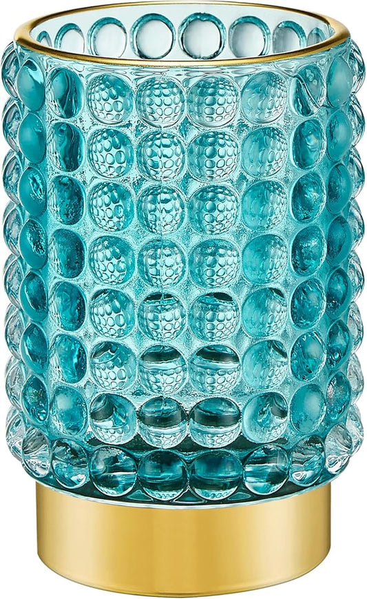 Makeup Brush Holder Organizer,Toothbrush Holders,Desk Pen Pencil Holder,Multifunctional Vintage Glass Brush Cup(A38-10-US/Turquoise/L)