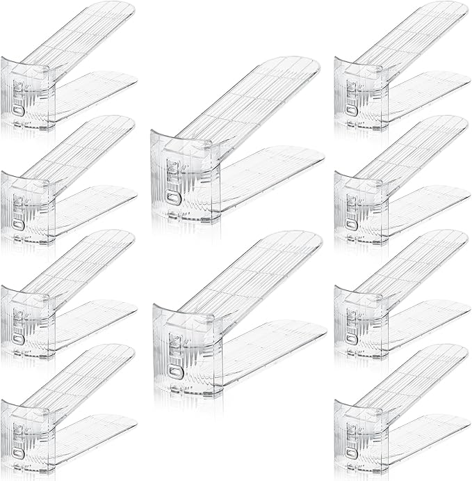 Clear Shoe Slot Organizer, 10 Pack Adjustable Shoe Slots Organizer for Closet Clear Shoe Stackers Shoe Rack Holder Shoe Space Savers for A Pair of Shoes(Transparent)