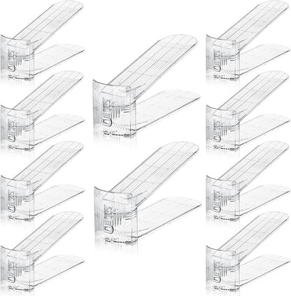 Clear Shoe Slot Organizer, 10 Pack Adjustable Shoe Slots Organizer for Closet Clear Shoe Stackers Shoe Rack Holder Shoe Space Savers for A Pair of Shoes(Transparent)