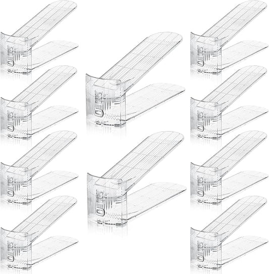 Clear Shoe Slot Organizer, 10 Pack Adjustable Shoe Slots Organizer for Closet Clear Shoe Stackers Shoe Rack Holder Shoe Space Savers for A Pair of Shoes(Transparent)