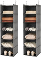MAX Houser 6 Tier Shelf Hanging Closet Organizer, Closet Hanging Shelf with 2 Sturdy Hooks for Storage,2 Pack, Foldable (Grey)