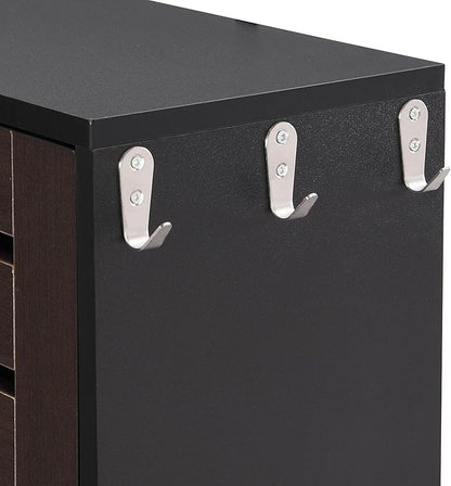 Classic Shoe Cabinet with 3 Flip Doors Free-Standing Wooden Shoe Rack Shoe Storage Organizer for Entryway Hallway Small Space (Black&Dark Brown)