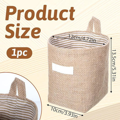 Small Hanging Basket, Small Wall Basket Cotton and Linen Hanging Storage Foldable Baskets for Desktop, Ideal for Organizing Keys and Miscellaneous Items Family Organizer Box