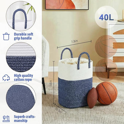 Artfeel Laundry Basket,Woven Cotton Rope Laundry Hamper,80L Versatile Storage for Dirty Clothes,Baby Toys,and Blankets in Bathroom, Nursery,and Living Room