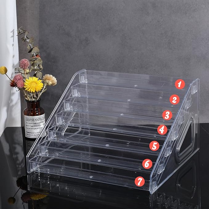 Lemecima Nail Polish Organizer 84 Bottles of 7 Layers Sunglass Organizer Acrylic Display Rack Eyeglasses Storage Essential Oils Holder Makeup Organizer No Tool Needed Assembly, Clear (2 Pack)